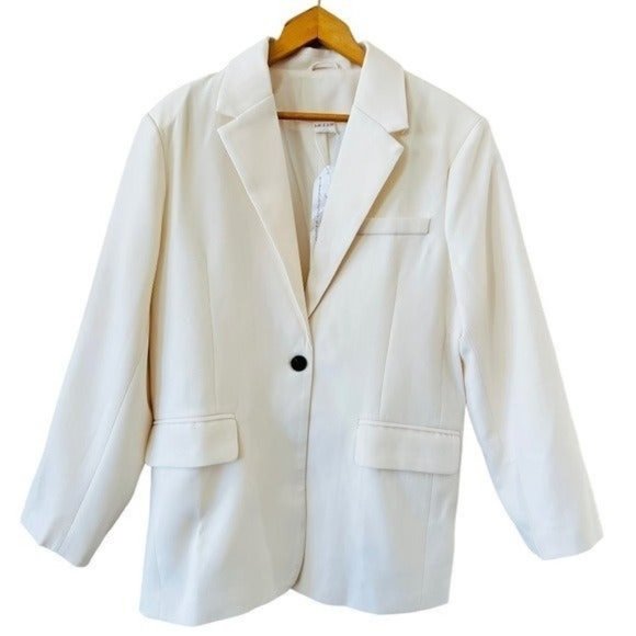 SILK & SALT Jackets & Blazers - SILK & SALT One Button Long Blazer Ecru Size L NEW